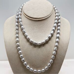 Elegant Sterling Silver Iridescent Gray Pearl Necklace